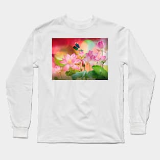 Lotus and Dragonfly in Dreamland Long Sleeve T-Shirt